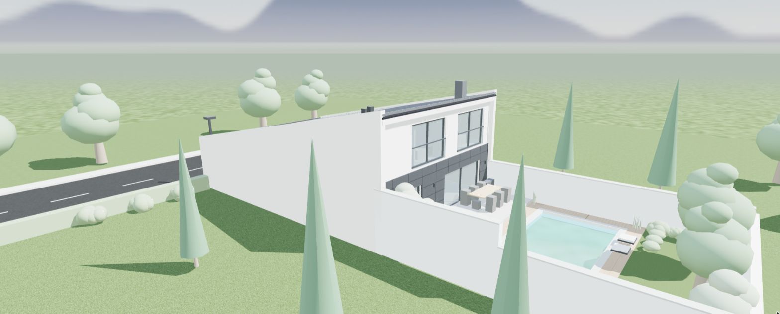 La misma vista en el modelo 3D levantado con las cotas del proyecto