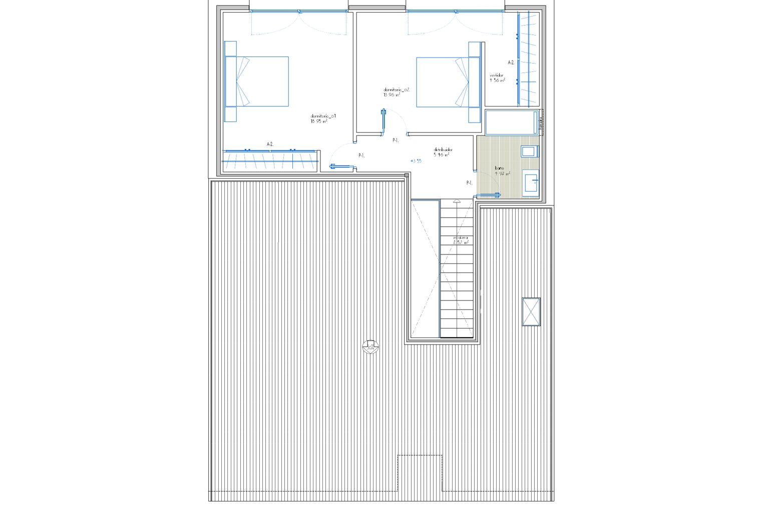Planta primera amueblada, plano del arquitecto